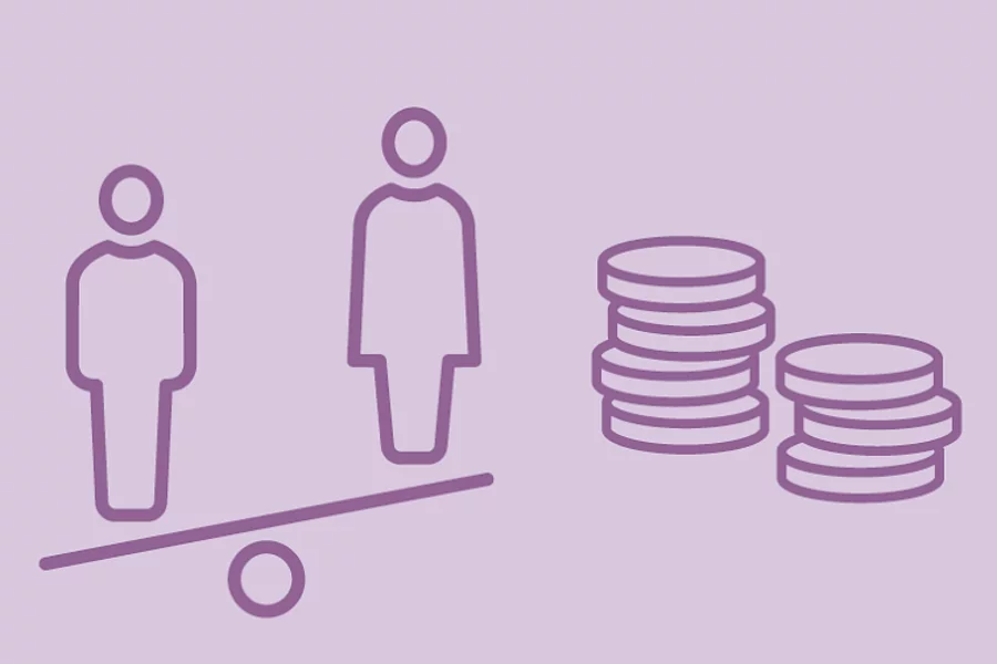 Icons showing a tipping scale with a man and a woman on either side.