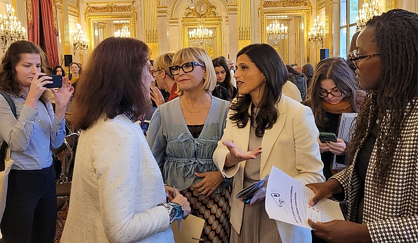 Ann Linde and Eleonore Caroit at the FFP Conference in Paris.