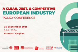 Invitation visual stating "Clean Just & Competitive European Industry", 24 September 2025.