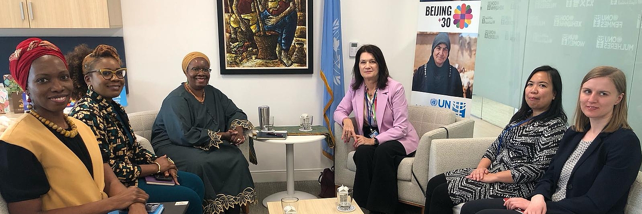 A group picture of the FFP Progressive Voices Collective during the 69th session of the UN's Commission on the Status of Women.