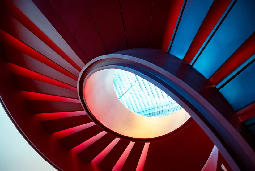 A winding staircase.
