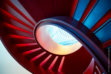 A winding staircase.