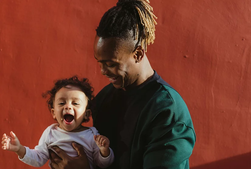A father playing with his child