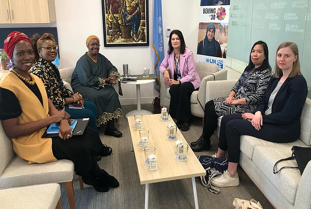 A group picture of the FFP Progressive Voices Collective during the 69th session of the UN's Commission on the Status of Women.