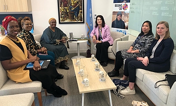 A group picture of the FFP Progressive Voices Collective during the 69th session of the UN's Commission on the Status of Women.