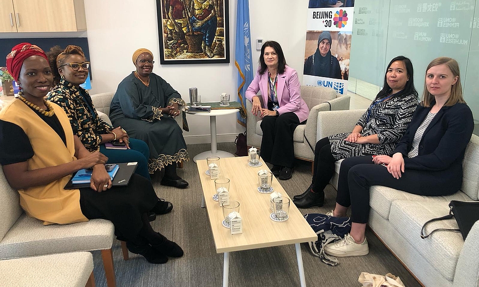 A group picture of the FFP Progressive Voices Collective during the 69th session of the UN's Commission on the Status of Women.
