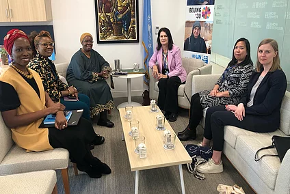 A group picture of the FFP Progressive Voices Collective during the 69th session of the UN's Commission on the Status of Women.