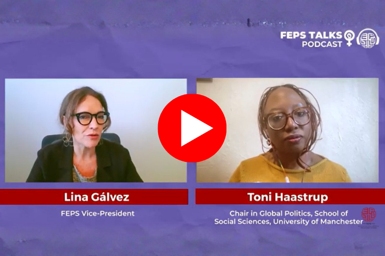 Lina Galvéz (left) and Toni Hastrop (right) during the podcast session.